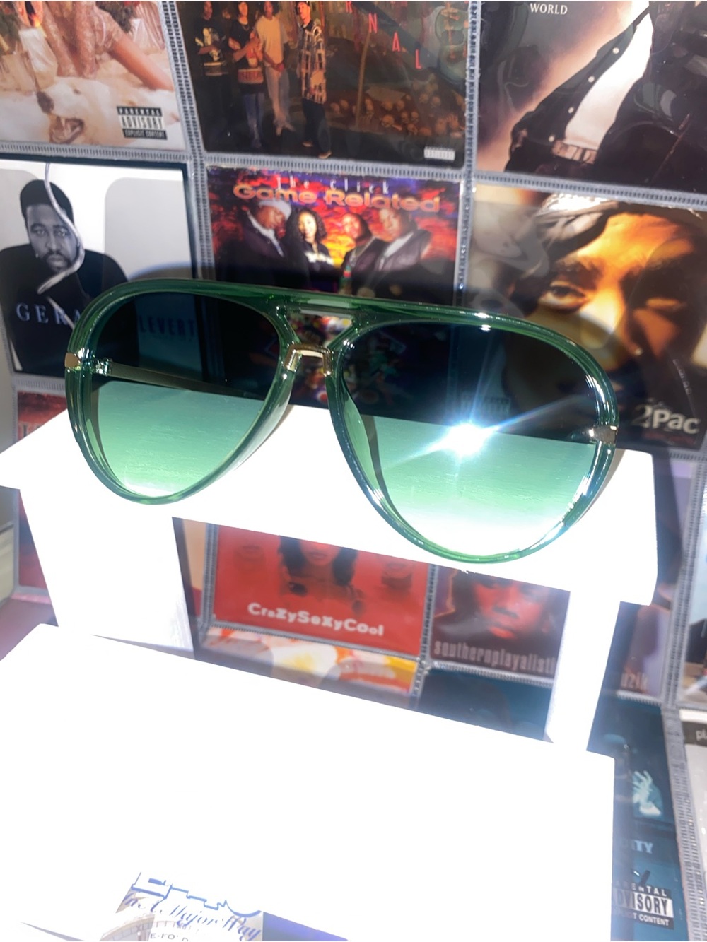 Green Aviator Sunglasses - Gradient Lenses
